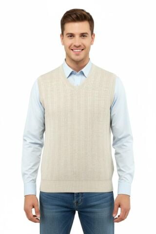 Erkek V Yaka Süveter Çelik Örgü Regular Kalıp 5209H BGL-ST04843