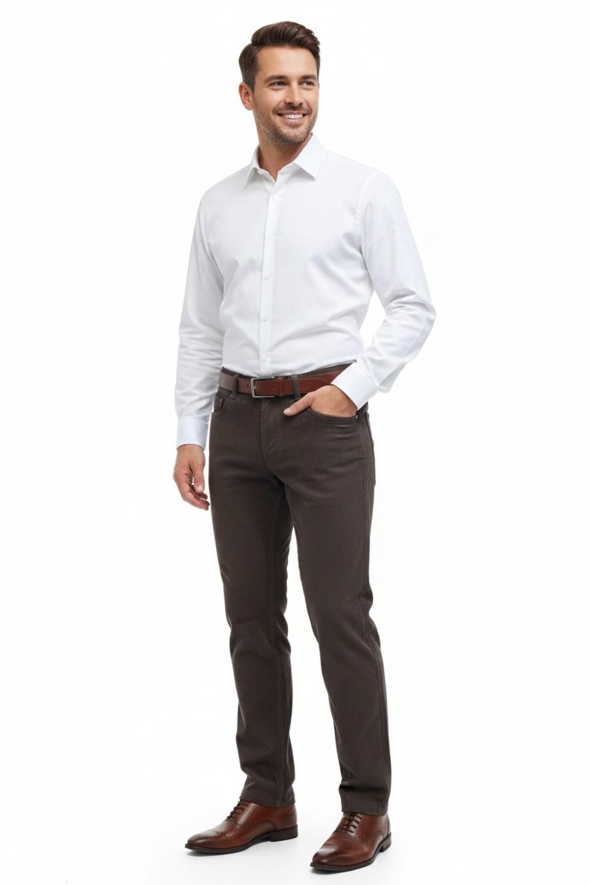 Erkek Regular Fit 5 Cep Kadife Pantolon 320 BGL-ST05054 A.KAHVE - 38
