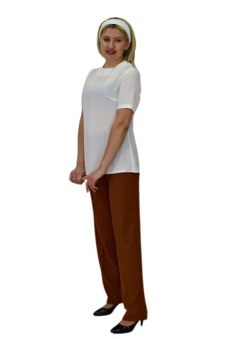 Kadın Ceket Pantolon Bluz 3 Lü Takım BGL-ST03808 TABA - 38