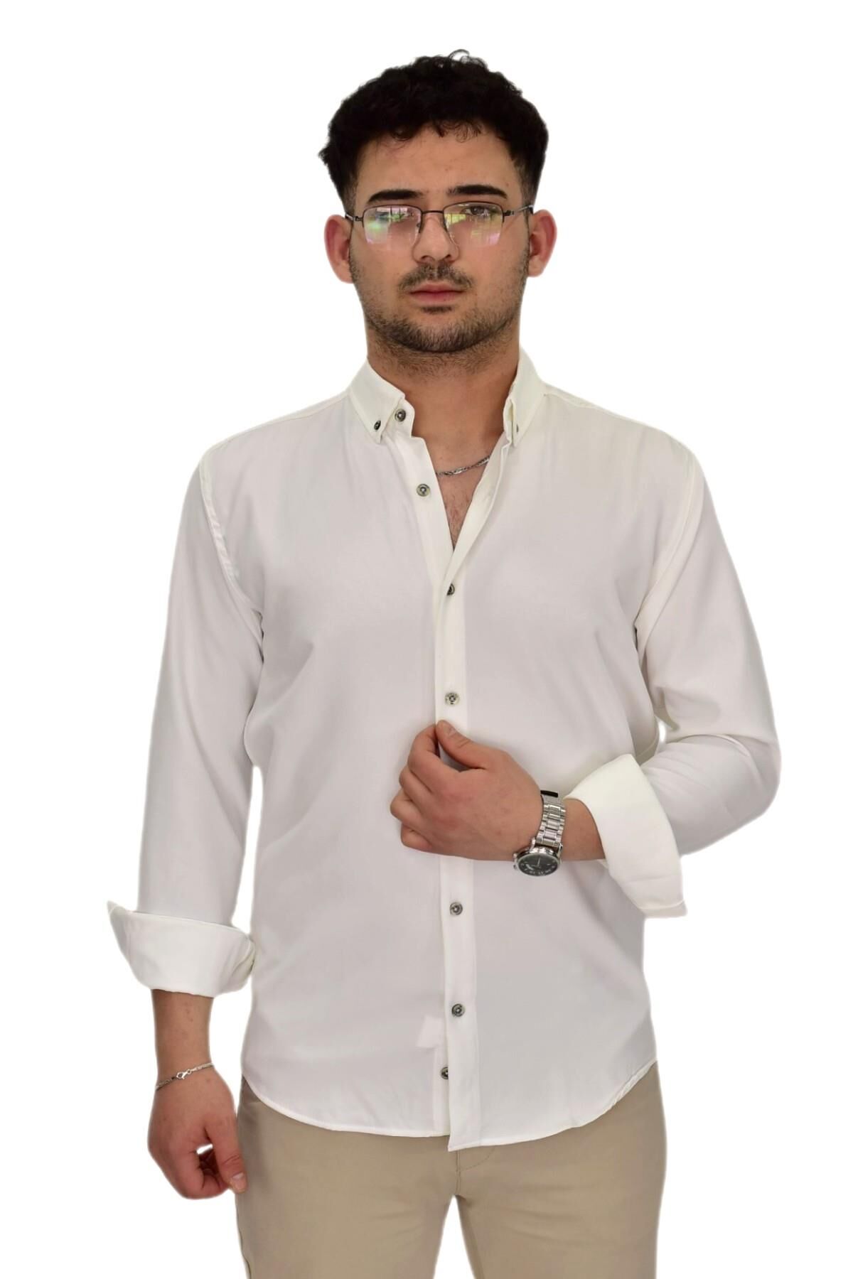Erkek Spor Gömlek Regular Fit 9601 BGL-ST04412 EKRU - 2XL