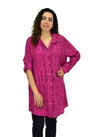 Kadın Çizğili Kol Kıvırmalı Tunik BGL-ST02106