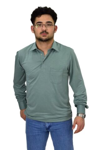 Erkek Gömlek Yaka Uzunkol Tişört T6063 BGL-ST04542 ELMA - 2XL