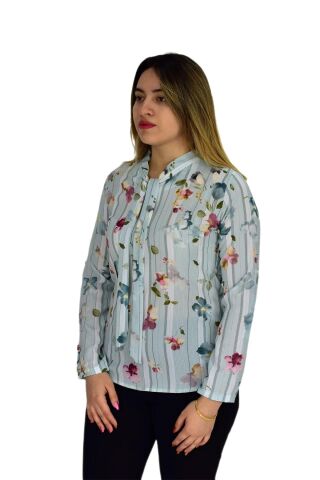 Kadın Yeşil Desenli Bluz BGL-ST00592