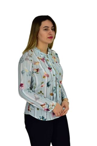 Kadın Yeşil Desenli Bluz BGL-ST00592