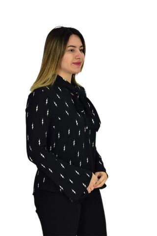 Kadın Yeşil Desenli Bluz BGL-ST00592 MİNT-YEŞİLİ - 40