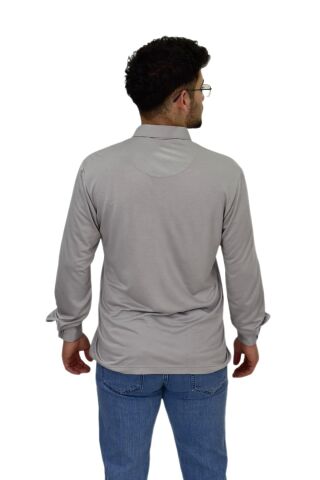 Erkek Gömlek Yaka Uzunkol Tişört T6063 BGL-ST04542 GRİ - L