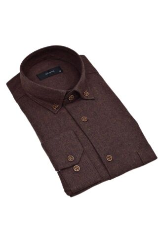 Erkek Kışlık Uzun Kol Tek Cepli Gömlek BGL-ST04820 A.KAHVE - 2XL