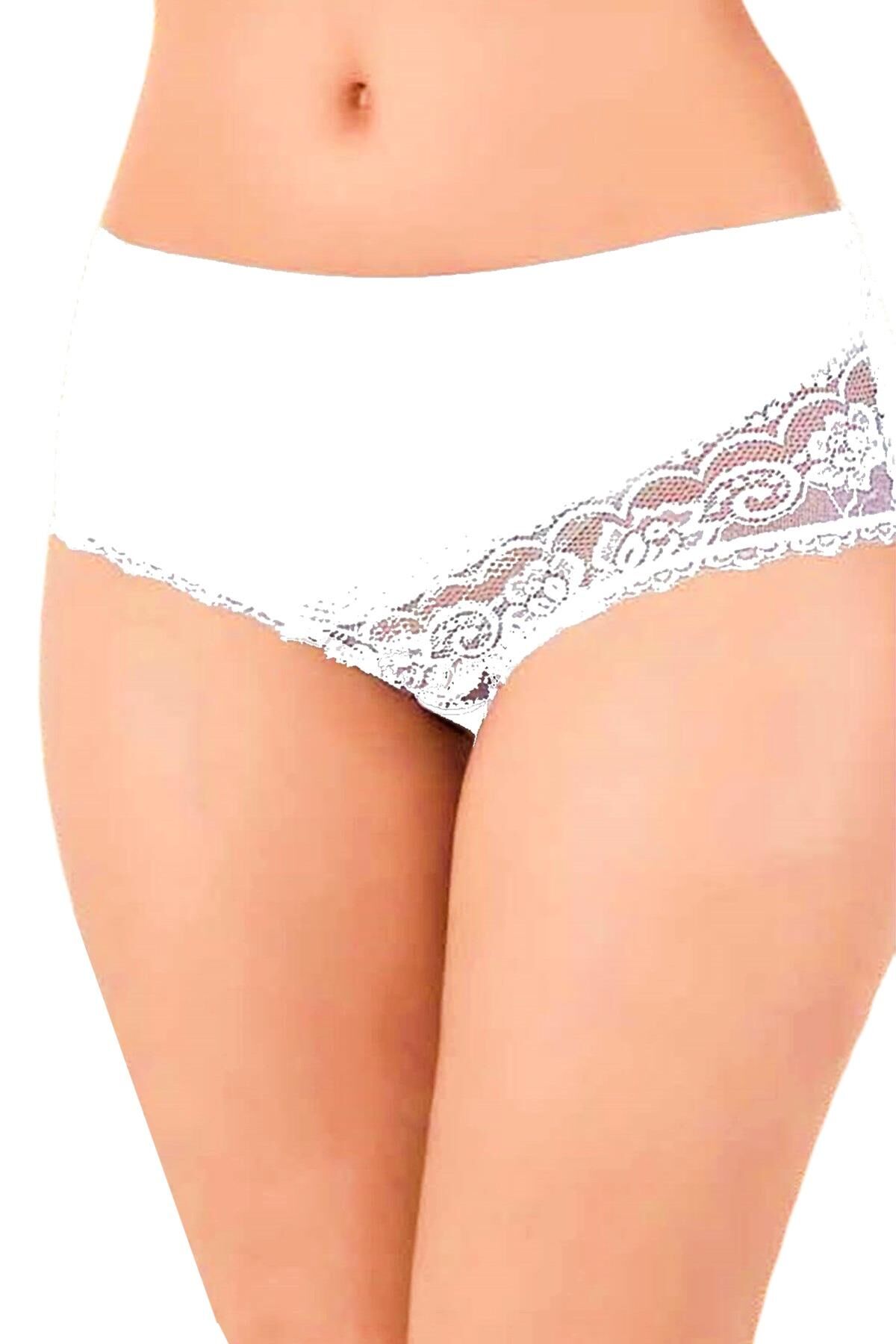 Kadın Külot Dantel Detaylı 2 Li Paket 735 BGL-ST01446 BEYAZ - XL