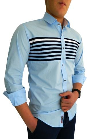 KAMER ERKEK ÇİZGİ DETAYLI GÖMLEK 7343