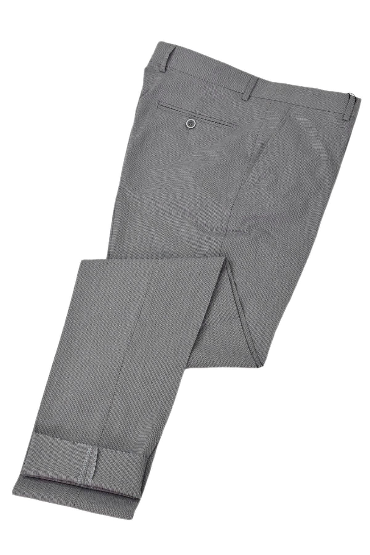 Erkek Klasik Kuş Gözü Kumaş Pantolon BGL-ST04738 GRİ - 48