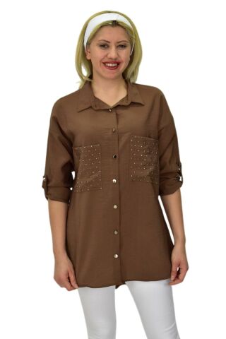 Kadın Cep Taşlı Ayrobin Gömlek BGL-ST03699