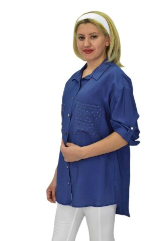 Kadın Cep Taşlı Ayrobin Gömlek BGL-ST03699 SİYAH - 38