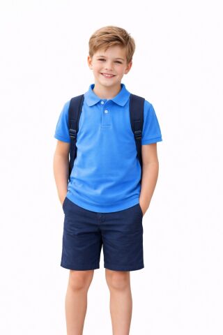 Erkek Kız Çocuk Polo Yaka Kısa Kollu Tişört BGL-ST05505 TURKUAZ - 7 YAŞ