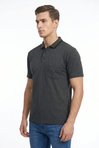 Erkek Polo Yaka Kısa Kollu Cepli Tişört Klasik Kalıp 5302 BGL-ST05534 SİYAH - 2XL