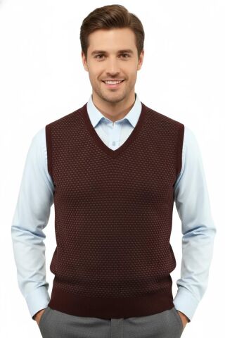 Erkek V Yaka Süveter Çelik Örgü Regular Kalıp 5201H BGL-ST04842