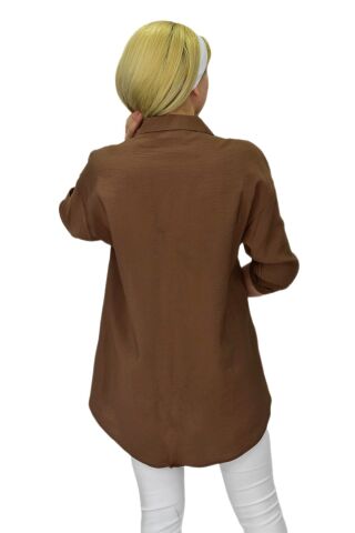 Kadın Cep Taşlı Ayrobin Gömlek BGL-ST03699 A.KAHVE - 40