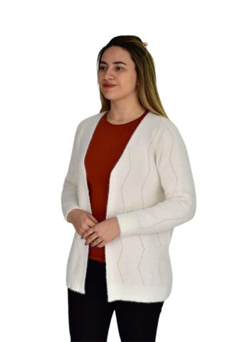 Kadın Yumoş Triko Hırka BGL-ST03359 EKRU - STANDART