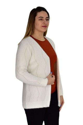 Kadın Yumoş Triko Hırka BGL-ST03359 EKRU - STANDART
