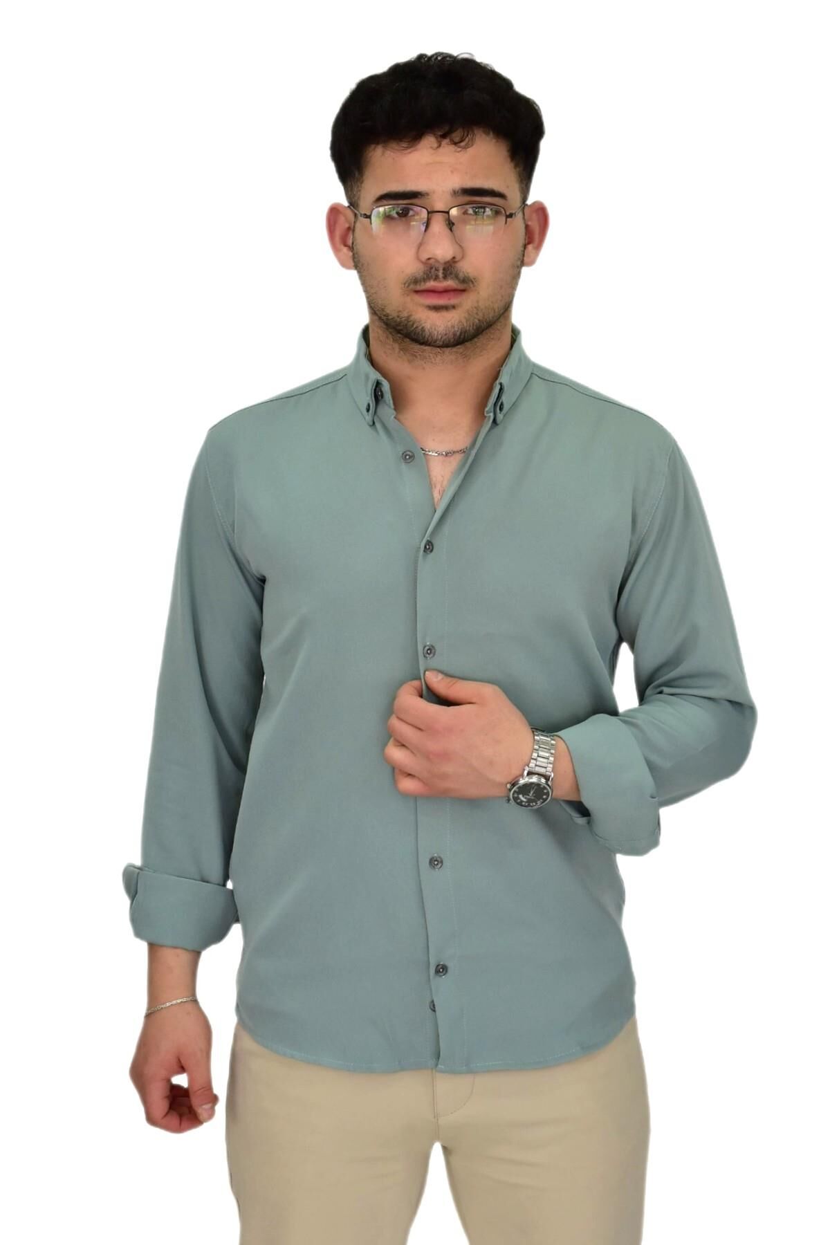 Erkek Spor Gömlek Regular Fit 9601 BGL-ST04412 MİNT-YEŞİLİ - 2XL