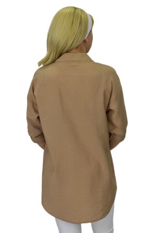 Kadın Cep Taşlı Ayrobin Gömlek BGL-ST03699 BEJ - 38