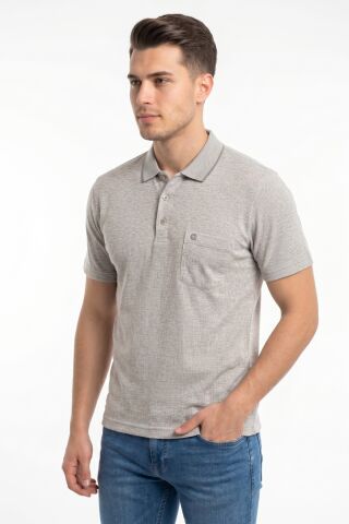 Erkek Polo Yaka Kısa Kollu Cepli Tişört Klasik Kalıp 5301 BGL-ST05532 BEJ - 2XL