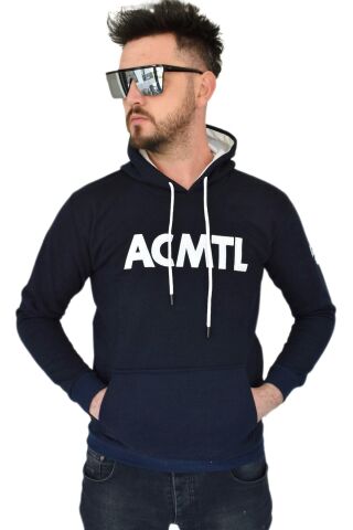 Erkek Lacivert Kapüşonlu Sweatshirt  ACMTL BGL-ST02360 LACİVERT - XS