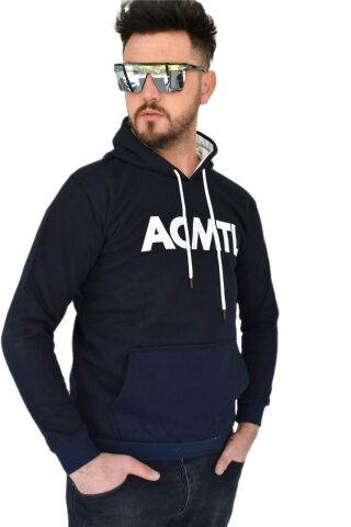 Erkek Lacivert Kapüşonlu Sweatshirt  ACMTL BGL-ST02360 LACİVERT - XS