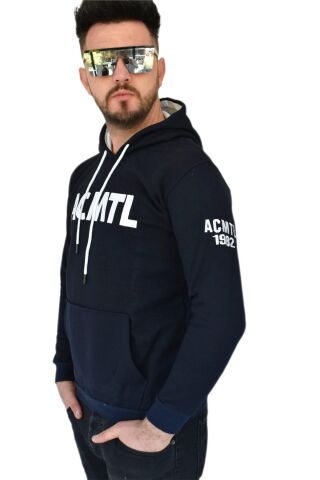 Erkek Lacivert Kapüşonlu Sweatshirt  ACMTL BGL-ST02360 LACİVERT - XS