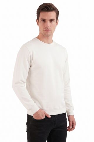Erkek Sıfıyaka Sweatshirt Regular Kalıp BGL-ST05411 KREM - L