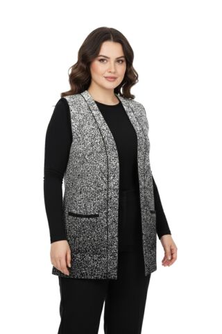 Kadın Anne Triko Yelek BGL-ST05063 KREM - 3XL