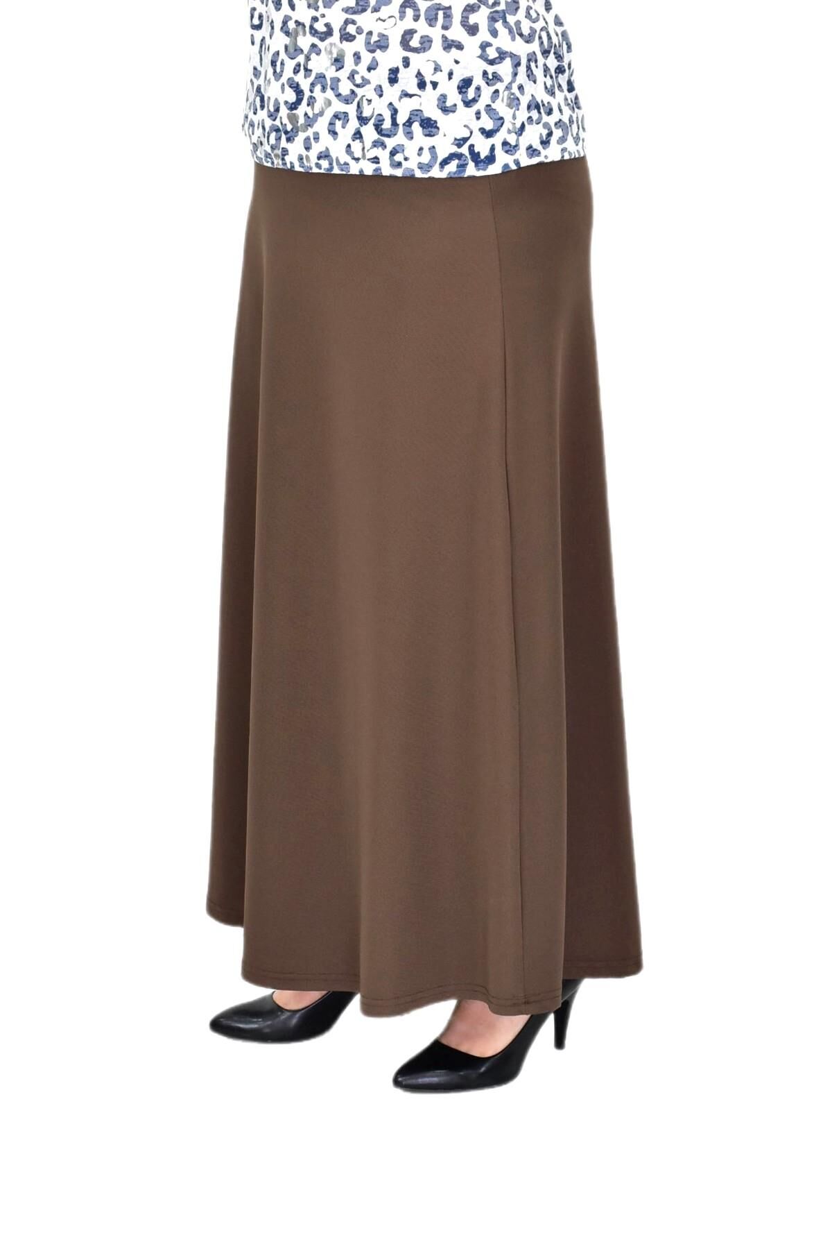 Kadın Uzun Lastikli Kloş Etek BGL-ST04728 A.KAHVE - 54