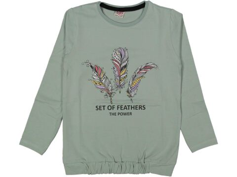 Kız Çocuk Mevsimlik Set Of Tüy Sweatshirt BGL-ST03655 YEŞİL - 14 YAŞ