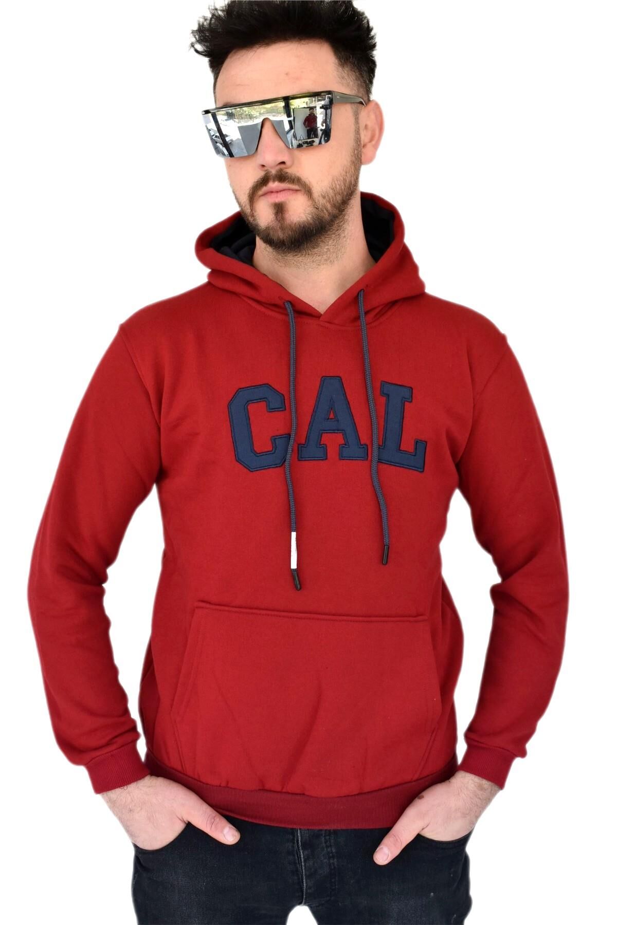 Erkek Bordo Kapüşonlu Sweatshirt Cal BGL-ST02361 BORDO - L