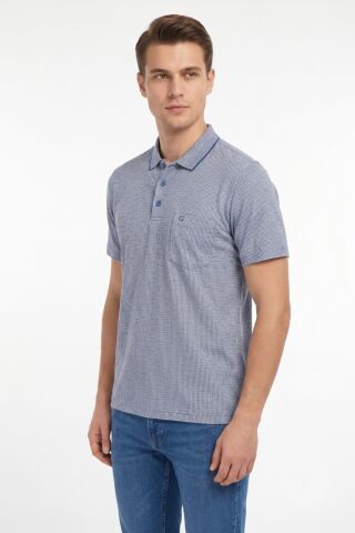 Erkek Polo Yaka Kısa Kollu Cepli Tişört Klasik Kalıp 5301 BGL-ST05532 MAVİ - XL