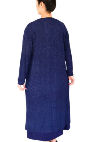 Kadın Simli Abiye Elbise 2 Li Tunikli  9181 BGL-ST02658 LACİVERT - L