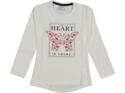 Kız Çocuk Mevsimlik Taşlı Kelebekli Sweatshirt BGL-ST03656 YEŞİL - 7 YAŞ