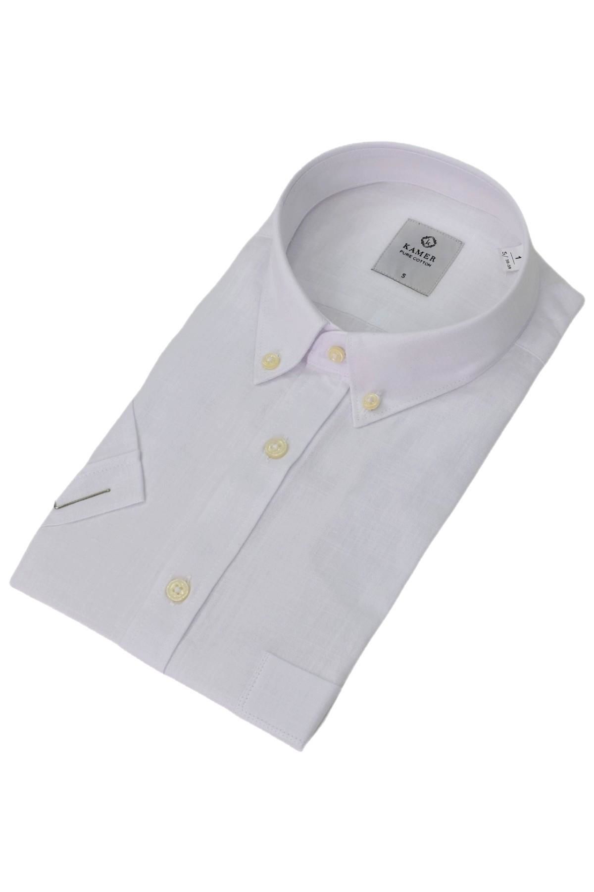 Erkek Klasik Düz Renk Kısa Kol Gömlek Pamuklu 9410 BGL-ST04746