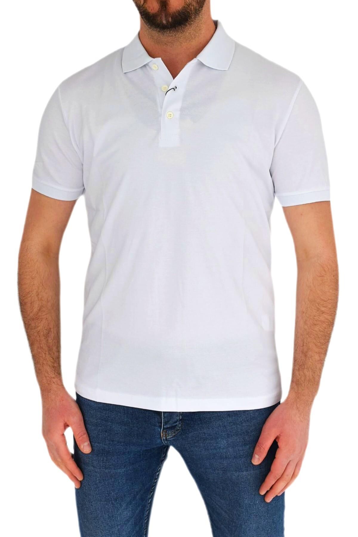 Erkek Polo Yaka Likralı Tişört BGL-ST01886 BEYAZ - L