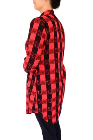 Kadın Ekose Kareli Tunik BGL-ST02956 KIRMIZI - 44