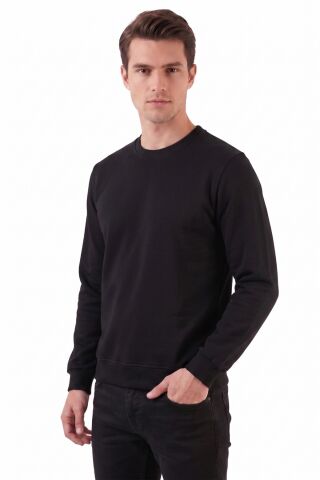 Erkek Sıfıyaka Sweatshirt Regular Kalıp BGL-ST05411 SİYAH - 2XL