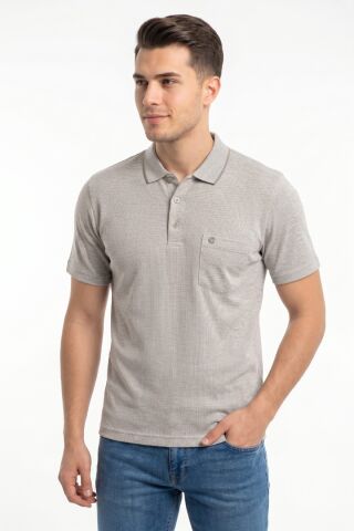 Erkek Polo Yaka Kısa Kollu Cepli Tişört Klasik Kalıp 5301 BGL-ST05532 BEJ - 2XL