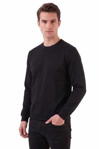 Erkek Sıfıyaka Sweatshirt Regular Kalıp BGL-ST05411 SİYAH - 3XL
