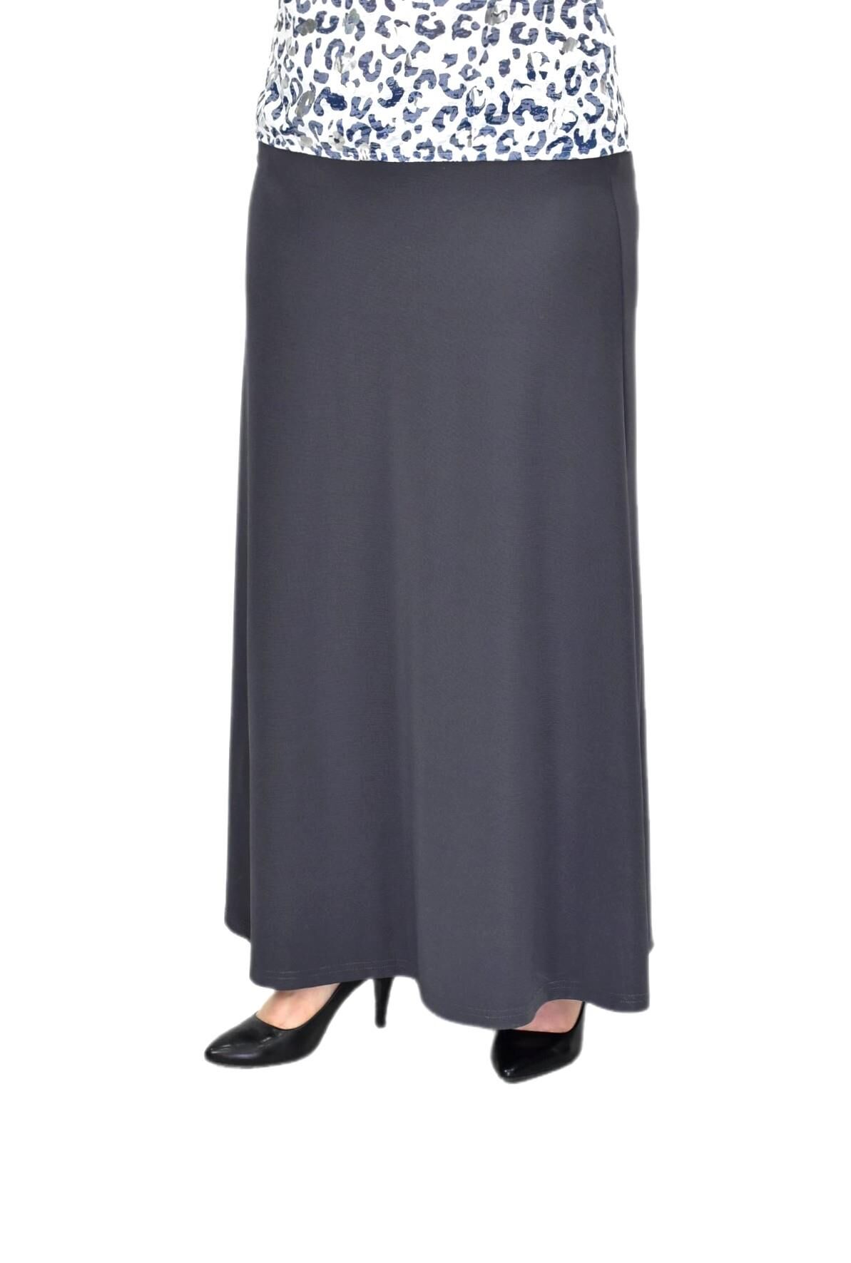 Kadın Uzun Lastikli Kloş Etek BGL-ST04728 FÜME - 54