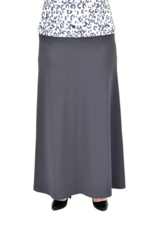 Kadın Uzun Lastikli Kloş Etek BGL-ST04728 FÜME - 54