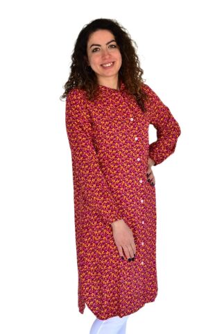 Kadın Uzun Çiçek Baskılı Desen Viscon Bluz BGL-ST04290 BORDO - 2XL