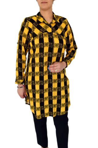 Kadın Ekose Kareli Tunik BGL-ST02956 SARI - 44