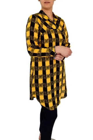 Kadın Ekose Kareli Tunik BGL-ST02956 SARI - 44
