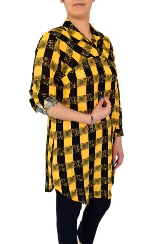 Kadın Ekose Kareli Tunik BGL-ST02956 SARI - 44