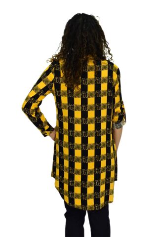 Kadın Ekose Kareli Tunik BGL-ST02956 SARI - 44