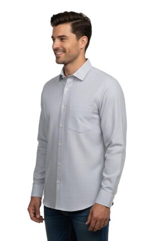Erkek Klasik Uzun Kol Tek Cepli Gömlek BGL-ST04822 MAVİ - 2XL